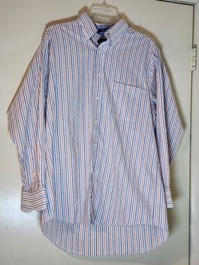 Chaps Men's Preppy Button-Down Stripe Shirt — Blue & Pink Stripes